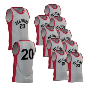 Picture of Lot of 10 Basketball Jersey Decorated with Numbers and Team Name. Style 599. Special