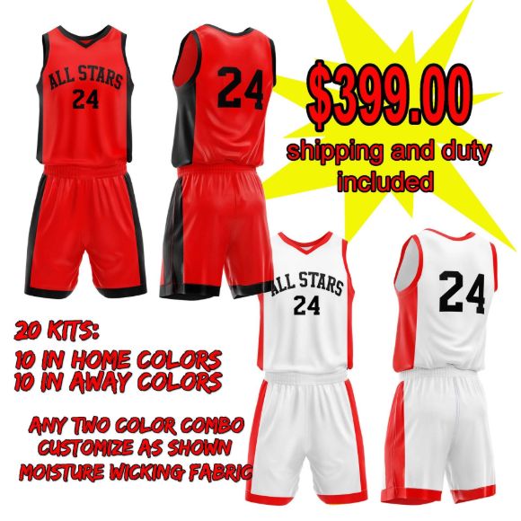 Picture of Lot of 20 Basketball Apparel (Jersey and Shorts) Custom Made for You with Numbers and Team Name. Style 514. Special