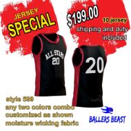 Picture of Lot of 10 Basketball Jersey Decorated with Numbers and Team Name. Style 599. Special